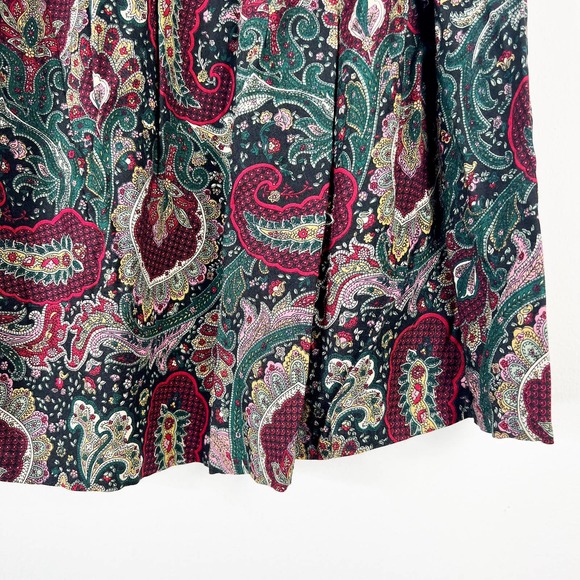 Vintage Black green pink paisley floral midi maxi skirt size Medium or Large - Picture 4 of 6